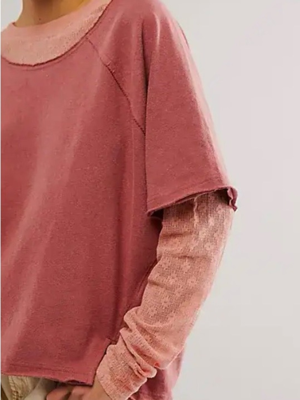 We The Free Keepsake Twofer Layered Rose Pink Layered Top